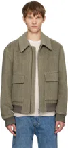 Hugo Boss Khaki Regular-fit Herringbone-patterned Jacket In Blue