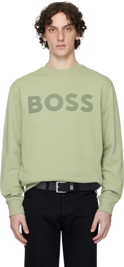 Hugo Boss Khaki Relaxed-fit Cotton-terry Logo Sweatshirt