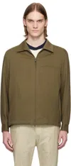 Hugo Boss Khaki Relaxed-fit Zipped Overshirt In 302-dark Green
