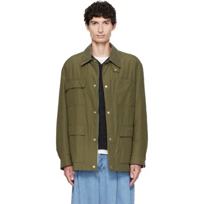 Hugo Boss Khaki Water-repellent Field Checkered Lining Jacket In Green
