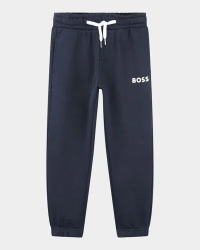 Hugo Boss Kid's Logo-print Sweatpants In Blue