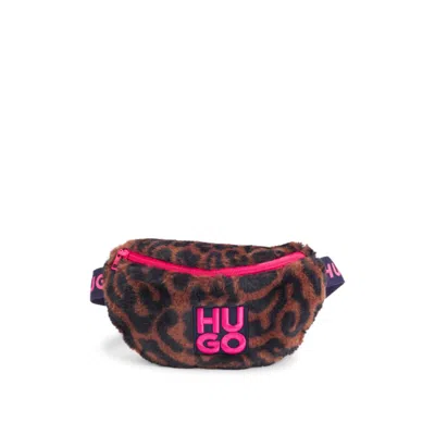 Hugo Boss Kids' Belt Bag In Cheetah-patterned Faux Fur In Brown