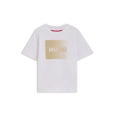 Hugo Boss Kids' Cotton T-shirt With Logo Artwork In White