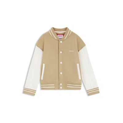 Hugo Boss Kids' Cotton-blend Jacket With Back Artwork In Green