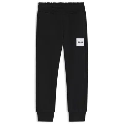 Hugo Boss Kids' Cotton-blend Sweatpants With Logo Label In Black