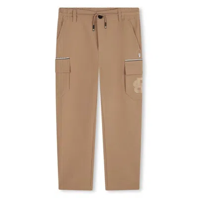 Hugo Boss Kids Drawstring Cargo Pants In Brown