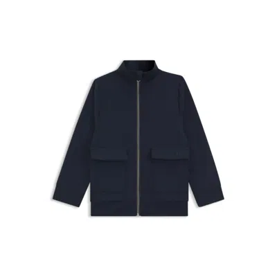 Hugo Boss Kids' Embroidered-logo Jacket With Zip Front In Blue