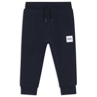 Hugo Boss Kids' Fleece Sweatpants With Logo Label In Blue
