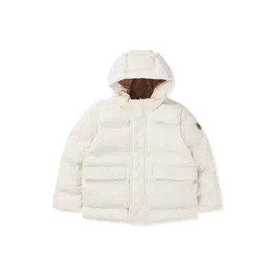 Hugo Boss Kids' Hooded Jacket With Logo Details In Beige