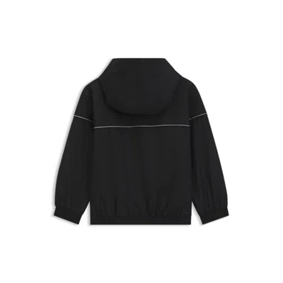 Hugo Boss Kids' Hooded Windbreaker Jacket With Double B Monogram In Black