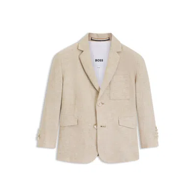 Hugo Boss Kids' Linen-blend Suit Jacket In Beige