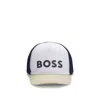Hugo Boss Kids' Logo-print Cap With Colour-blocking In White