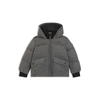 Hugo Boss Kids' Logo-print Jacket With Flannel Effect In Gray