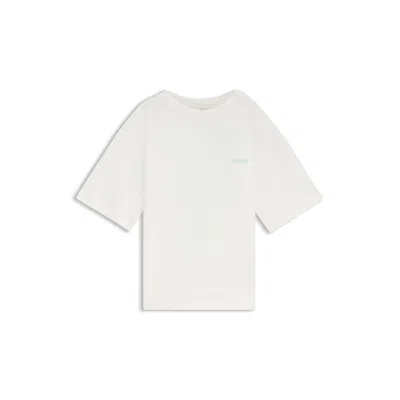 Hugo Boss Kids' Loose-fit Cotton T-shirt With Sports Graphic In White
