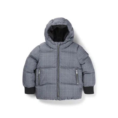 Hugo Boss Kids' Padded Jacket With All-over Checks And Monograms In Grey