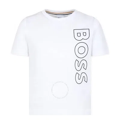 Hugo Boss Kids Side Logo Cotton T-shirt In White