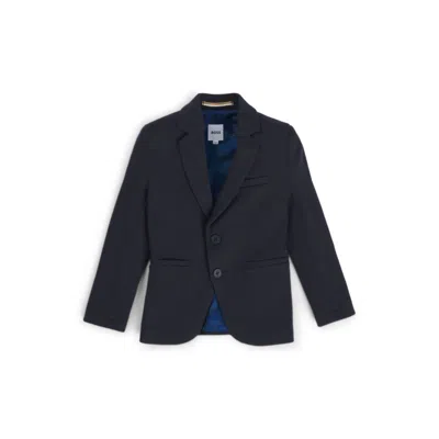 Hugo Boss Kids' Suit Jacket In Stretch Fabric With Printed Lining In Blue