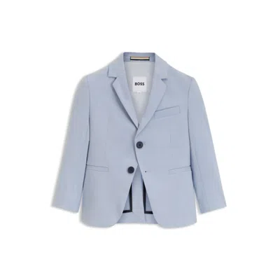 Hugo Boss Kids' Suit Jacket In Stretch Houndstooth Fabric In Blue