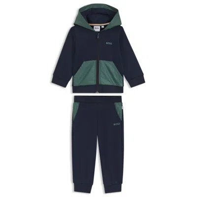 Hugo Boss Kids' Tracksuit Set With Double-b Monogram Inserts In Blue