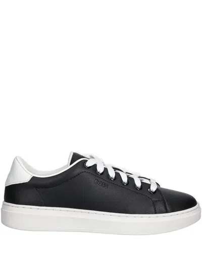 Hugo Boss Kieran Lace-up Leather Sneakers In Black
