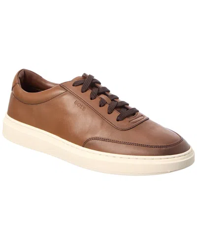 Hugo Boss Kieran Leather Sneaker In Brown