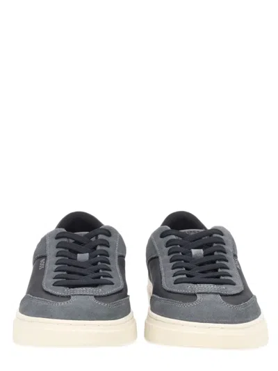 Hugo Boss Kieran Smooth Suede Cowhide Leather Sneakers In Gray