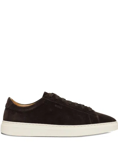 Hugo Boss Kieran Suede Sneakers In Brown