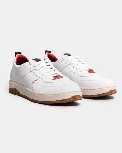 Hugo Boss Kilian_tenn Mens Mixed-material Trainers With Bonded Leather And Perforations