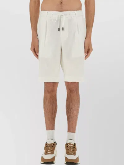 Hugo Boss Knee Length Elastic Waistband Shorts With Side And Back Pockets In White