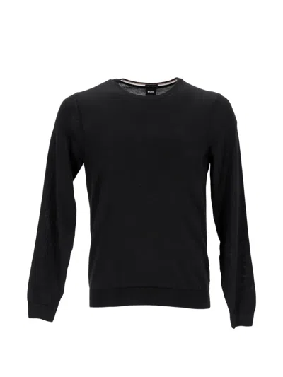 Pre-owned Hugo Boss Knit Crew Neck Sweater In Black