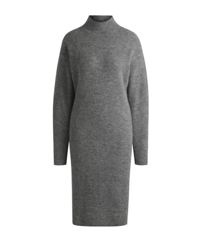 Hugo Boss Knit Midi Dress In Gray
