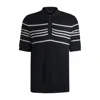 Hugo Boss Knit Polo In Silk And Cotton With Stripe Details In Blue