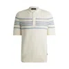 Hugo Boss Knit Polo In Silk And Cotton With Stripe Details In White