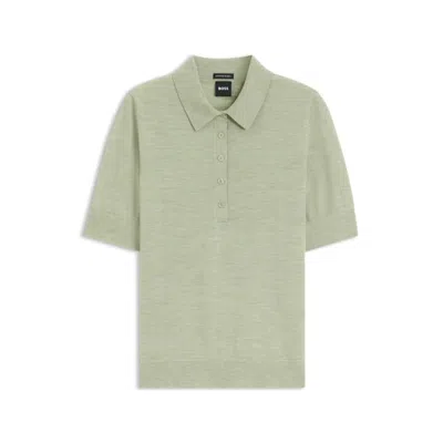 Hugo Boss Knit Polo In Superfine Merino Wool In Multi