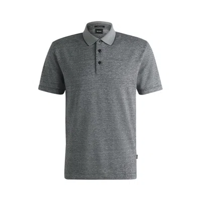 Hugo Boss Knit Polo Shirt In Cotton And Linen In Blue