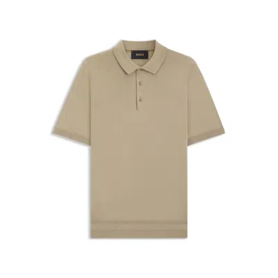Hugo Boss Knit Polo Shirt In Silk And Cotton In Green