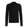 Hugo Boss Knit Polo Sweater With Concealed Placket In Slim Fit In Black
