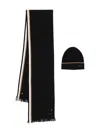 Hugo Boss Mens Black Branded Knitted Beanie Hat And Scarf Set In Black