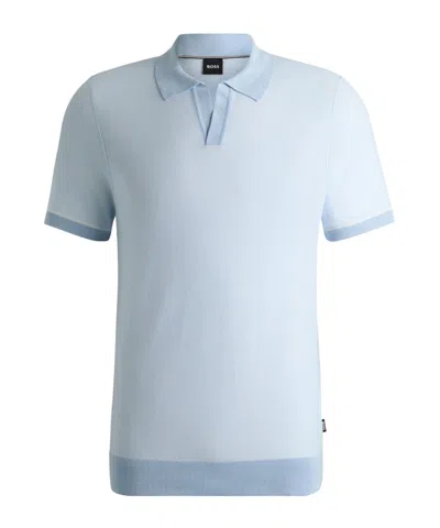 Hugo Boss Knit Shortsleeve Polo In Blue