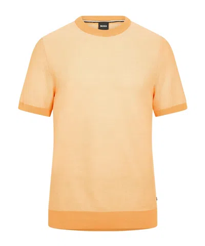 Hugo Boss Knit Shortsleeve Top In Nude