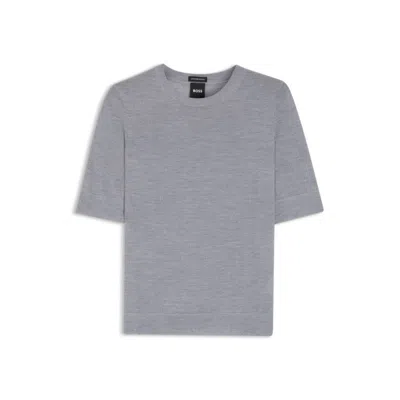 Hugo Boss Knit Sweater In Wool In Gray