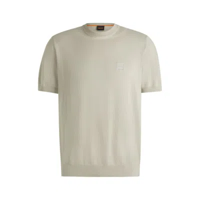 Hugo Boss Knit T-shirt In Cotton And Cashmere In Neutral