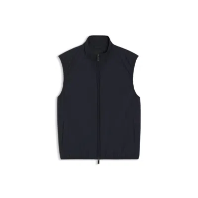 Hugo Boss Knit-trim Gilet With Water-repellent Finish In Blue