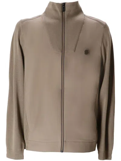 Hugo Boss Knitted Cardigan In Neutrals