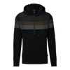 Hugo Boss Knitted Cotton Jacket With Contrast Hood And Yoke In Black