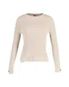 Hugo Boss Knitted Crewneck Sweater In Beige Cotton In Beige