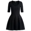 Hugo Boss Knitted Dress In Ottoman-structured Stretch Fabric In Black