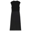 Hugo Boss Boss Ferdolini Mixed Media Midi Dress In Black