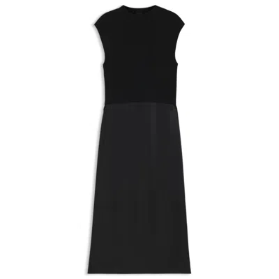 HUGO BOSS KNITTED DRESS WITH SATIN SKIRT