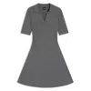 Hugo Boss Knitted Dress With Skipper Collar In Gray